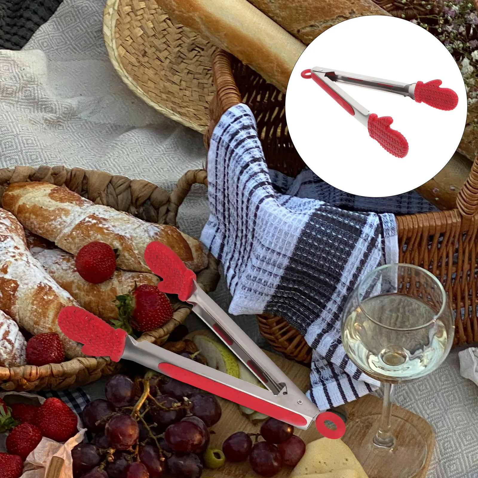 

1pc Multipurpose Food Tongs Christmas Glove Shaped Bread Steak Clips Kitchen Supplies Stainless Steel Serving Tool Lightweight