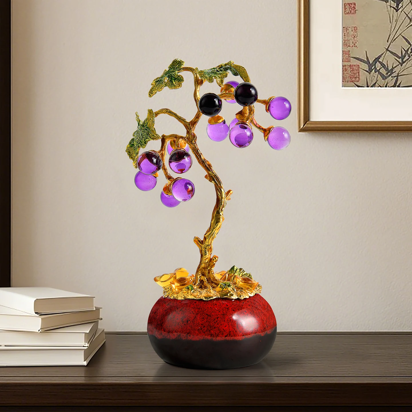 

Enamel color cornucopia grape ornament Chinese living room TV cabinet wine cabinet decoration housewarming gift