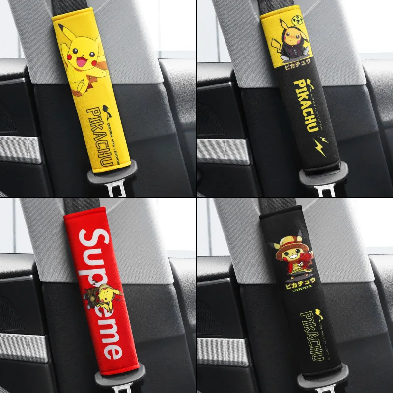 Cinturón de seguridad de Pokémon para coche, accesorios de almohadilla de hombro, decoración Interior de Pikachu, cubierta protectora, regalo de