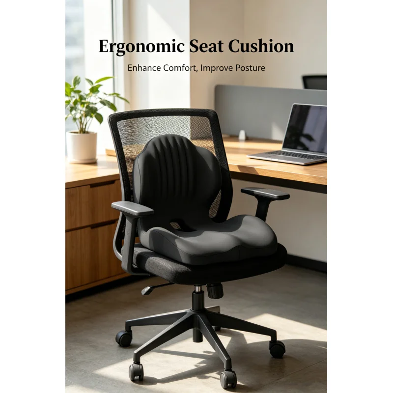 

Эргономичная подушка для сиденья из пены с эффектом памяти и поясничной поддержкой - 100% пена с эффектом памяти