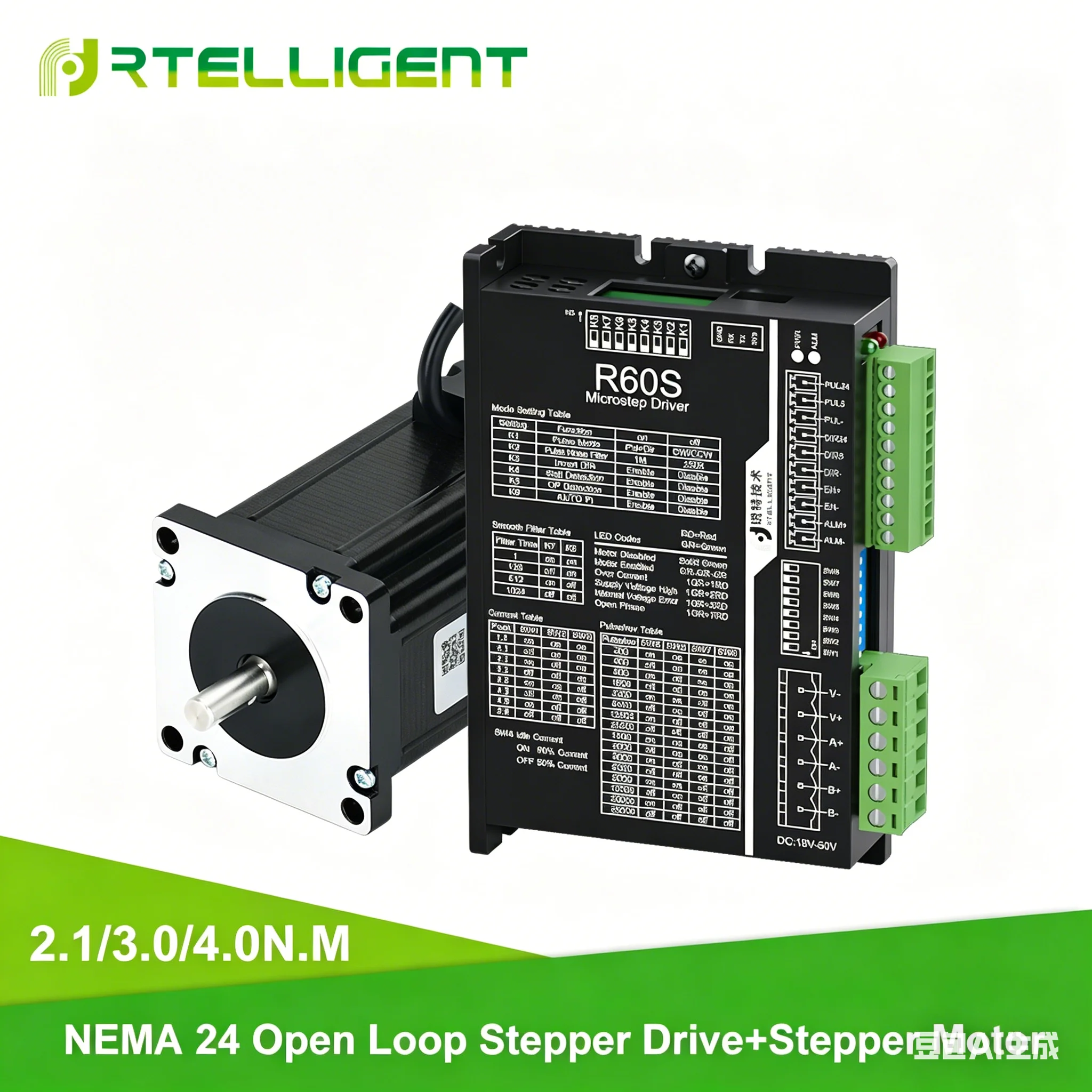 Rtelligent Nema24 Open Loop Stepper Motor Set R60S+60AM21/60AM30/60AM40 5.0A for CNC XYZ Motor