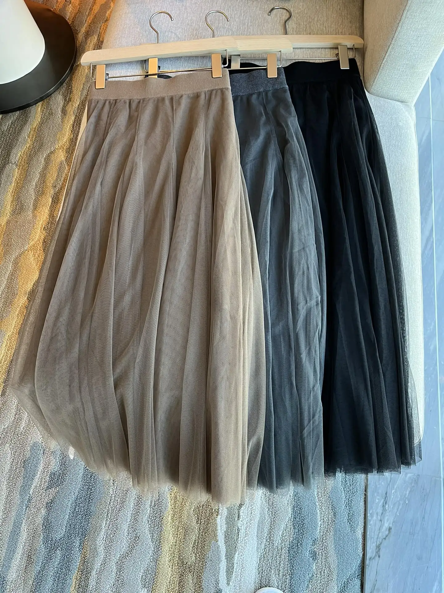 Crispy Silk Pleated Midi Skirt With Shiny Waistband Super Soft Thin And Slightly Crispy Skirts Luxury Design Women's Clothing