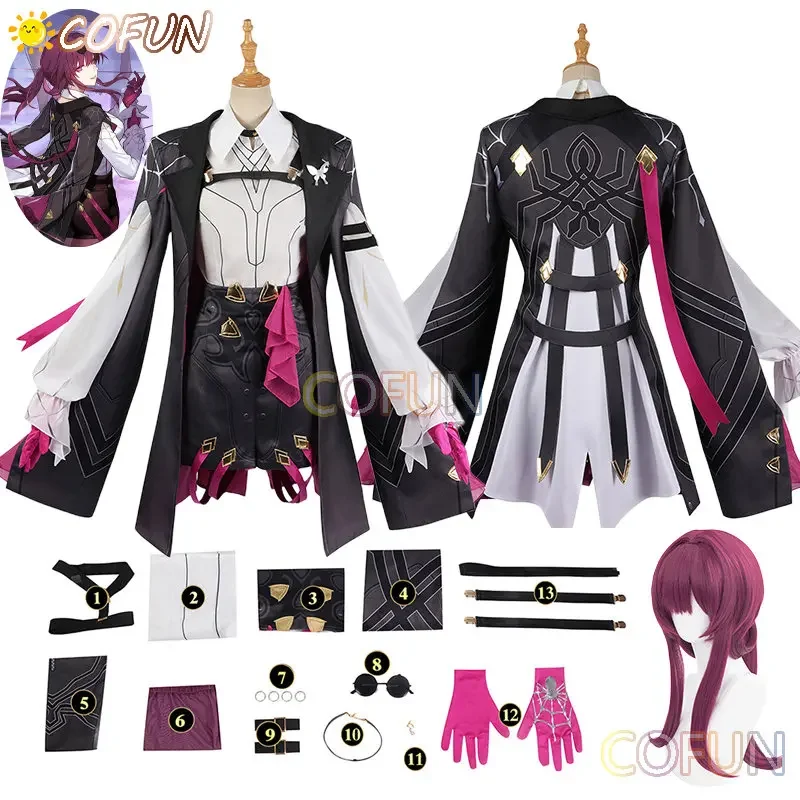 Cofun honkai star rail kafka cosplay traje jogo kafka peruca cosplay uniforme traje de halloween feminino