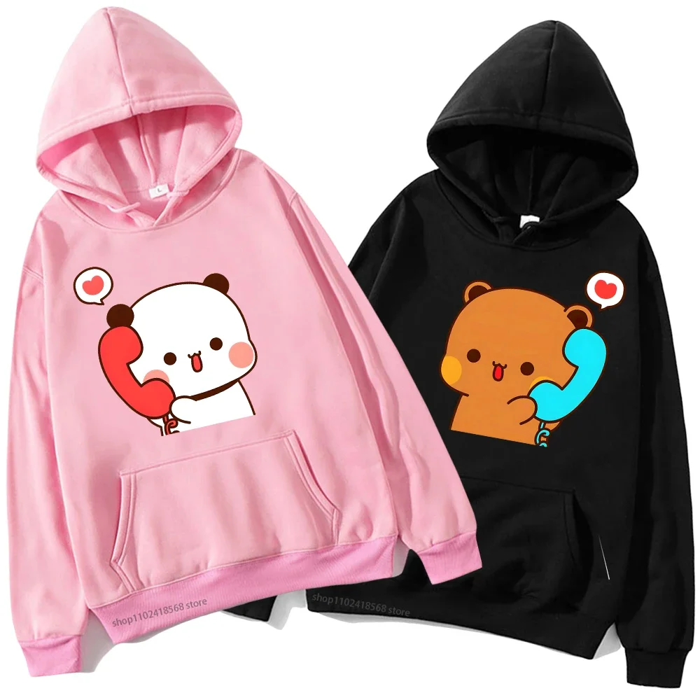 Couple hoodies Bubu Is Making A Call with Dudu sweatshirt woemn men Clothes Panda and Brownie Bear Graphic Tops Summer Casual