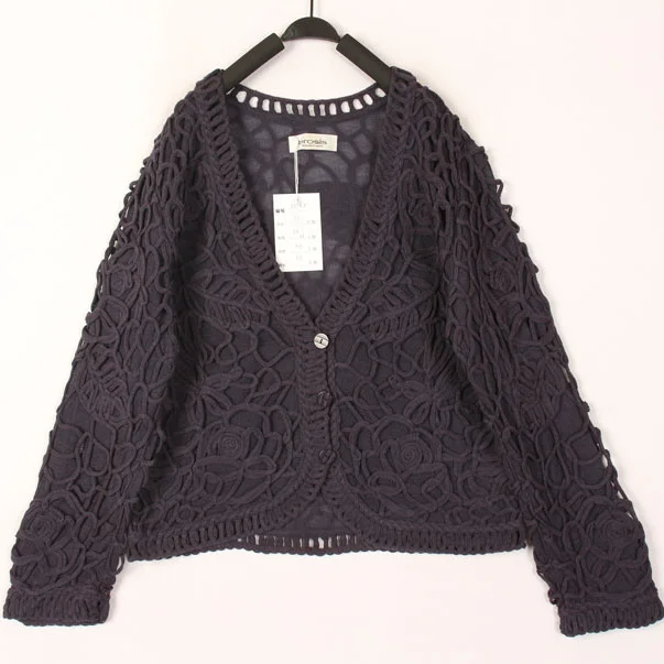 

Винтажный элегантный этнический шерстяной свитер-кардиган с V-образным вырезом и одной пуговицей в стиле Харадзюку, осенний, с длинными рукавами