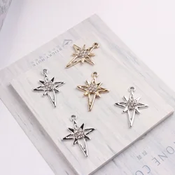 10PCS/Lot Metal Pendants Silver Color Charms Crosses&Star Shape DIY Charm With Rhinestone Charms For DIY Jewelry Making