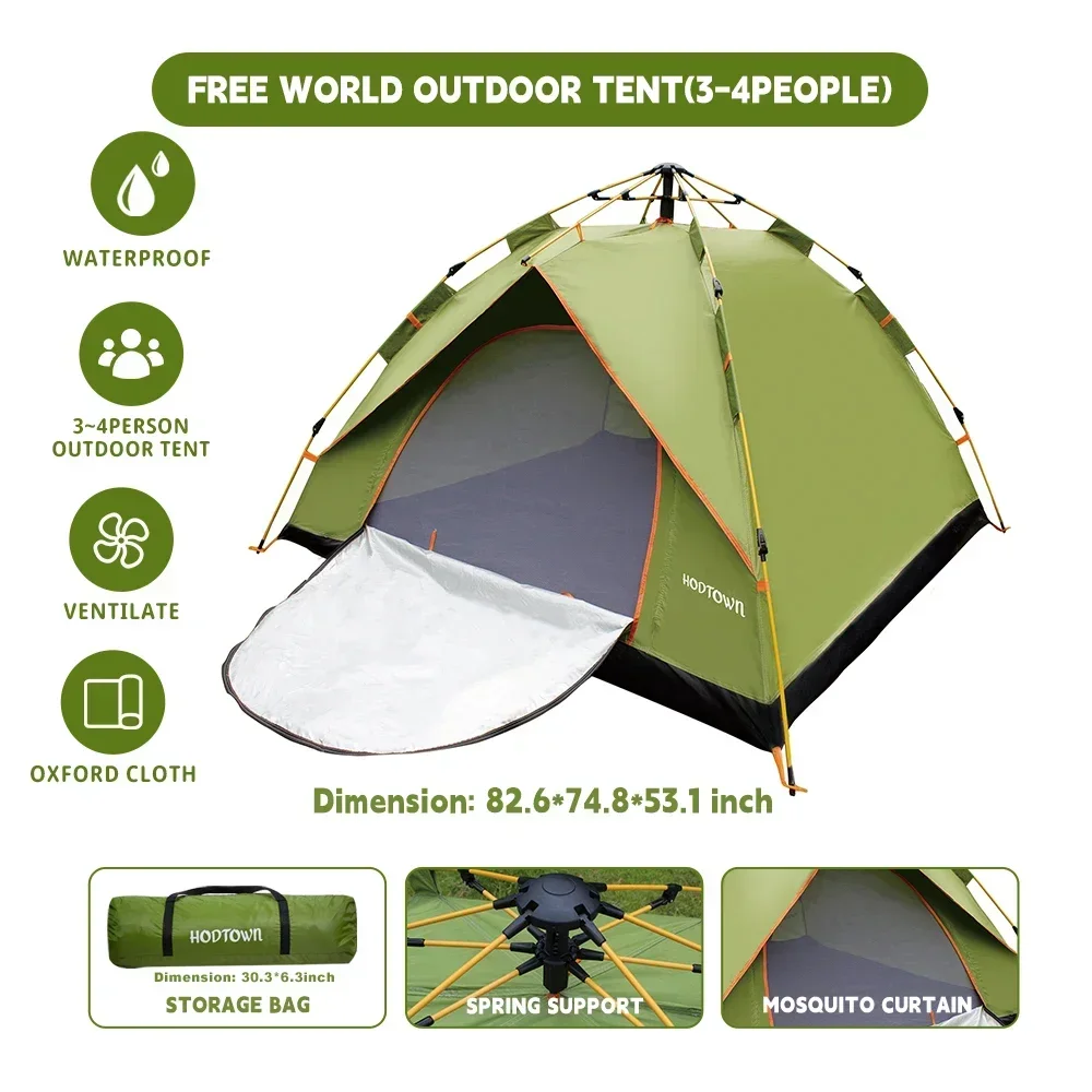 Outdoor folding tent 5-9 person tent instant pop-up tent portable camping tent automatic waterproof with canopy