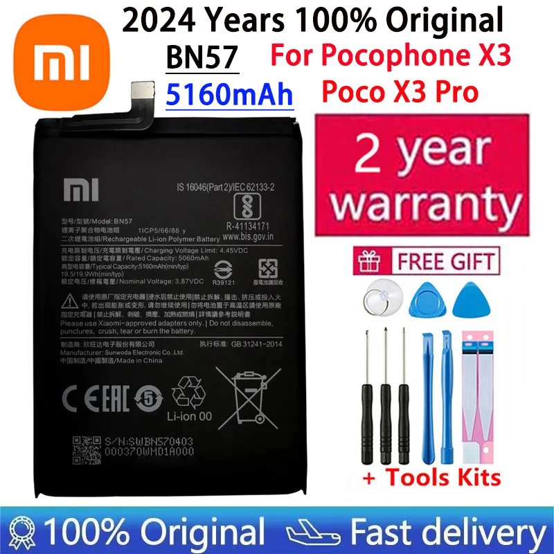 Battery For Xiaomi Mi Redmi Note Poco CC9 K20 F2 F3 K30 M3 X3 9 9T 10 10S 10T 11 11T 11S 12 12T M4 K40 X4 X5 7 8 8A 8T Lite Pro