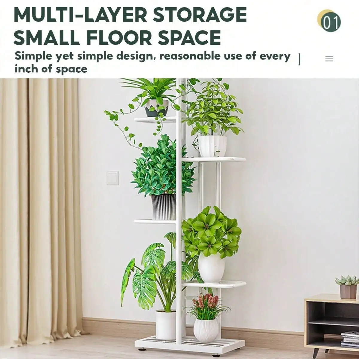 Plant Stand Indoor Outdoor Metal 4 Tier 5 Potted Multiple Flower Pot Holder ShelfPlanter Display Shelving Unit for Patio Garden