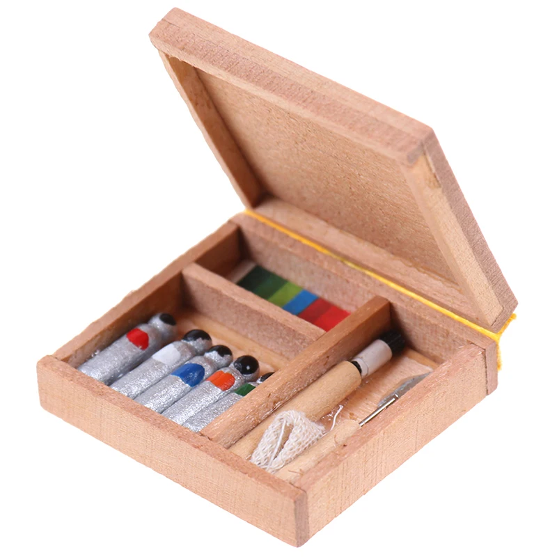 1:12 Dollhouse Paint Box Mini Painting Box Pigment Sticks DIY