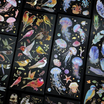 3 adet Kawaii Tüy Yusufçuk Kuş Denizanası Dekoratif Çıkartmalar Paketi Scrapbooking Malzeme Etiket Günlüğü Telefon Günlüğü Planlayıcısı