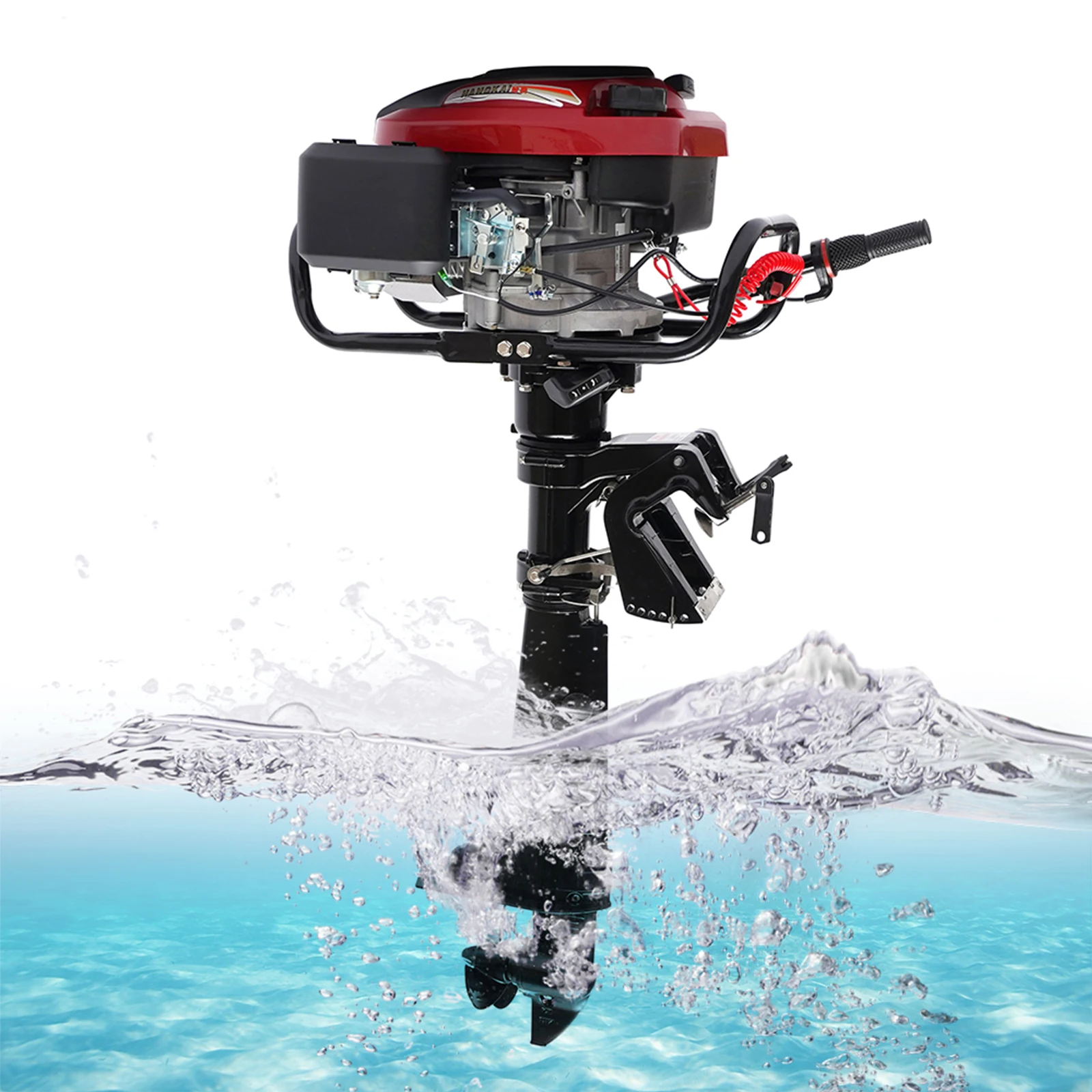 4-Stroke 7HP Boats Outboard Motor 196cc 5.1KW 4500-6000r/Min TCI Ignition Outboard Engine for Rubber Inflatable Boats