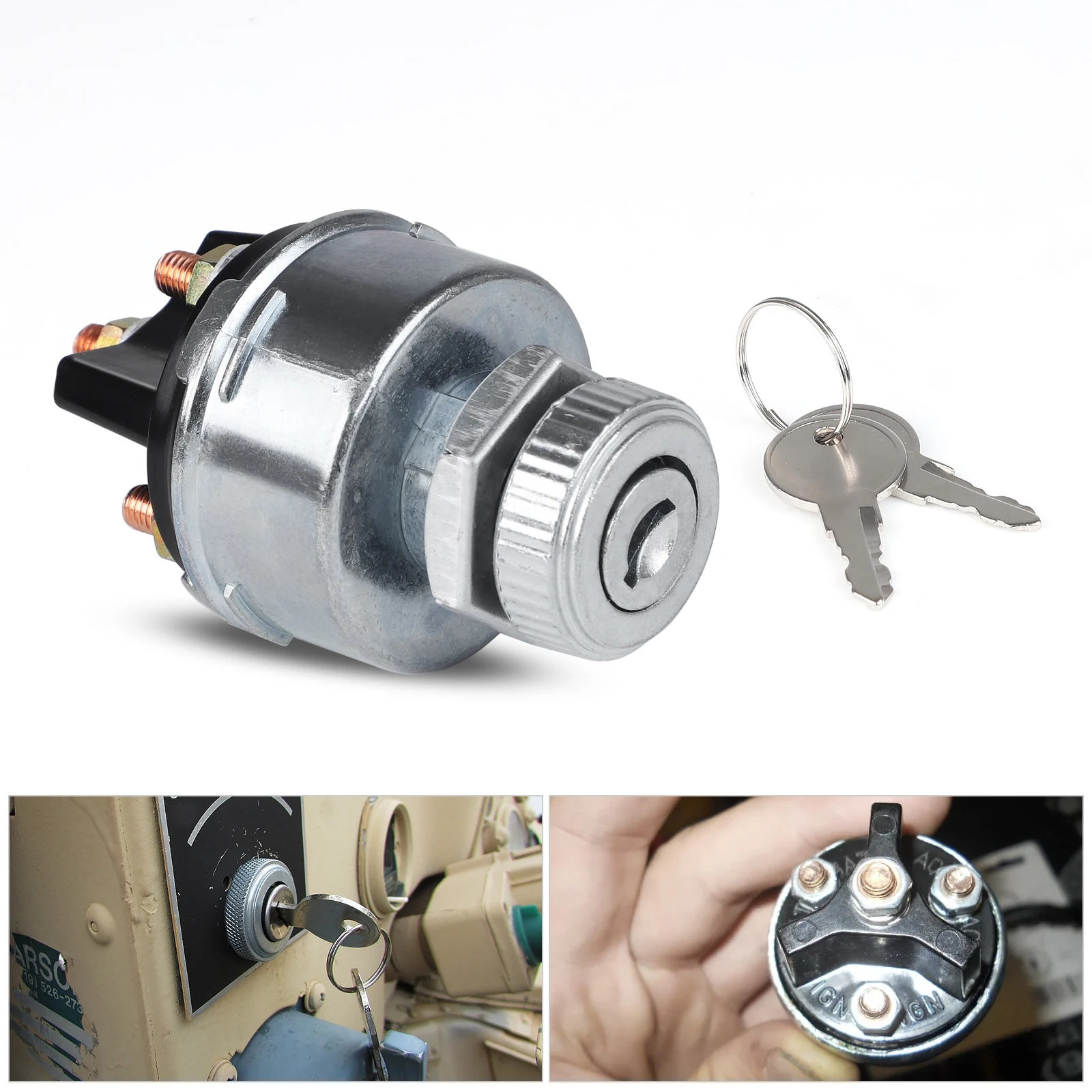 

CNSPEED 4 Position 4 Terminal Ignition Switch with 2 Keys Copper For Ford Jubilee Tractor Trailer Plant Applications 80153 85936