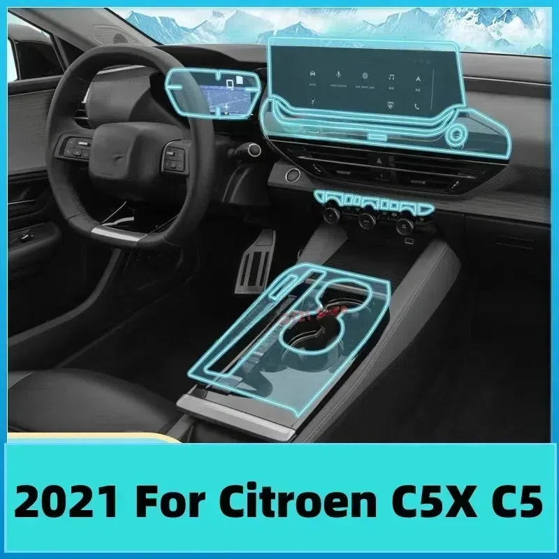 Tpu Transparent Film for Citroen C5X C5 X Car Interior Sticker Center Console Gear Navigation Dashboard Door Window Lift Panel