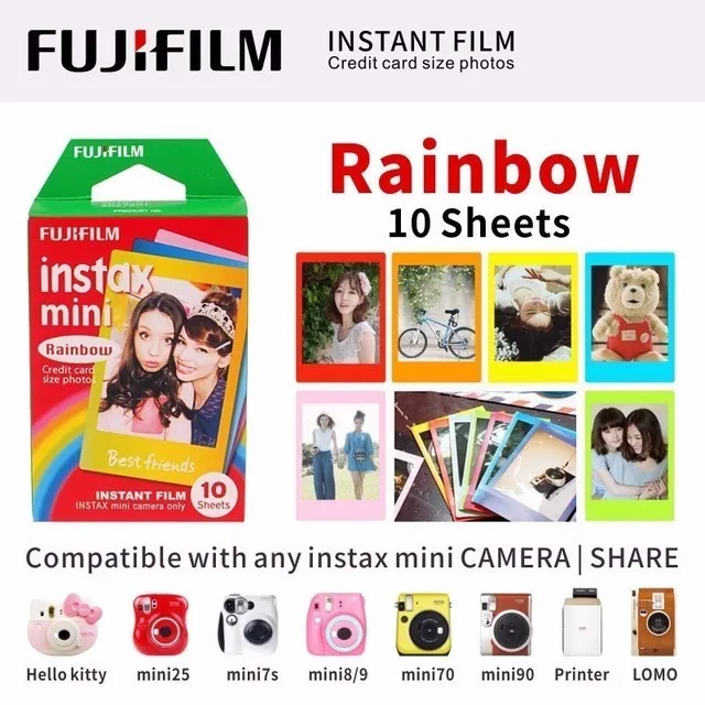 Instax Mini 12 Pack Double Fujifilm Instax Mini - Film Spray Art Border Macaron - 10 Photos Chacun - Multicolore Appareil Photo Instantané