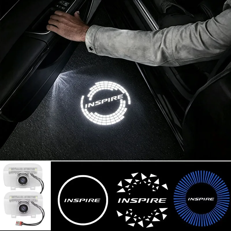 2PCS LED Car Door Welcome Lights Shadow Projector for Honda Inspire Logo 2019-2022 Courtesy Ghost Lamp Emblem Accessories
