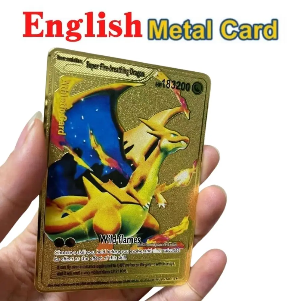 183200Point HP Raichu Pokemon Gold Metal Super Card Blastoise Eevee Sylveon Mewtwo Pikachu Battle Collection Trading Iron Card