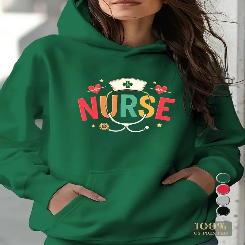 

Осенне-зимняя толстовка больших размеров, женская одежда, красочная текстура медсестры, красная линия сердца, удобная модная теплая уличная одежда