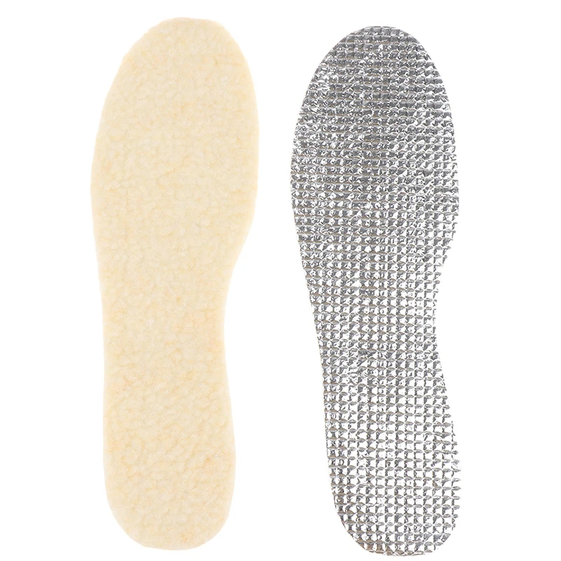 1 Pair Of Aluminum Foil Lamb Wool Insoles For Winter Warm Moisture-Proof Soft Sweat-Absorbing Breathable Plus Velvet Insoles