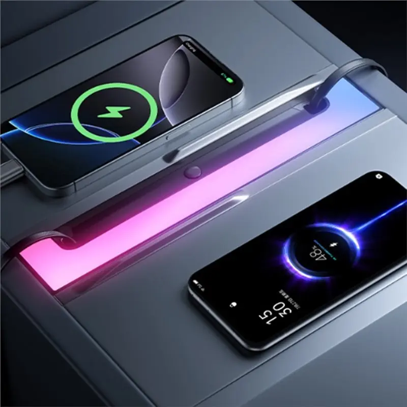 A58X-USB Docking Station Fast Charging With Rainbow Light For Tesla Model 3 Highland Retractable Ambient Lighting