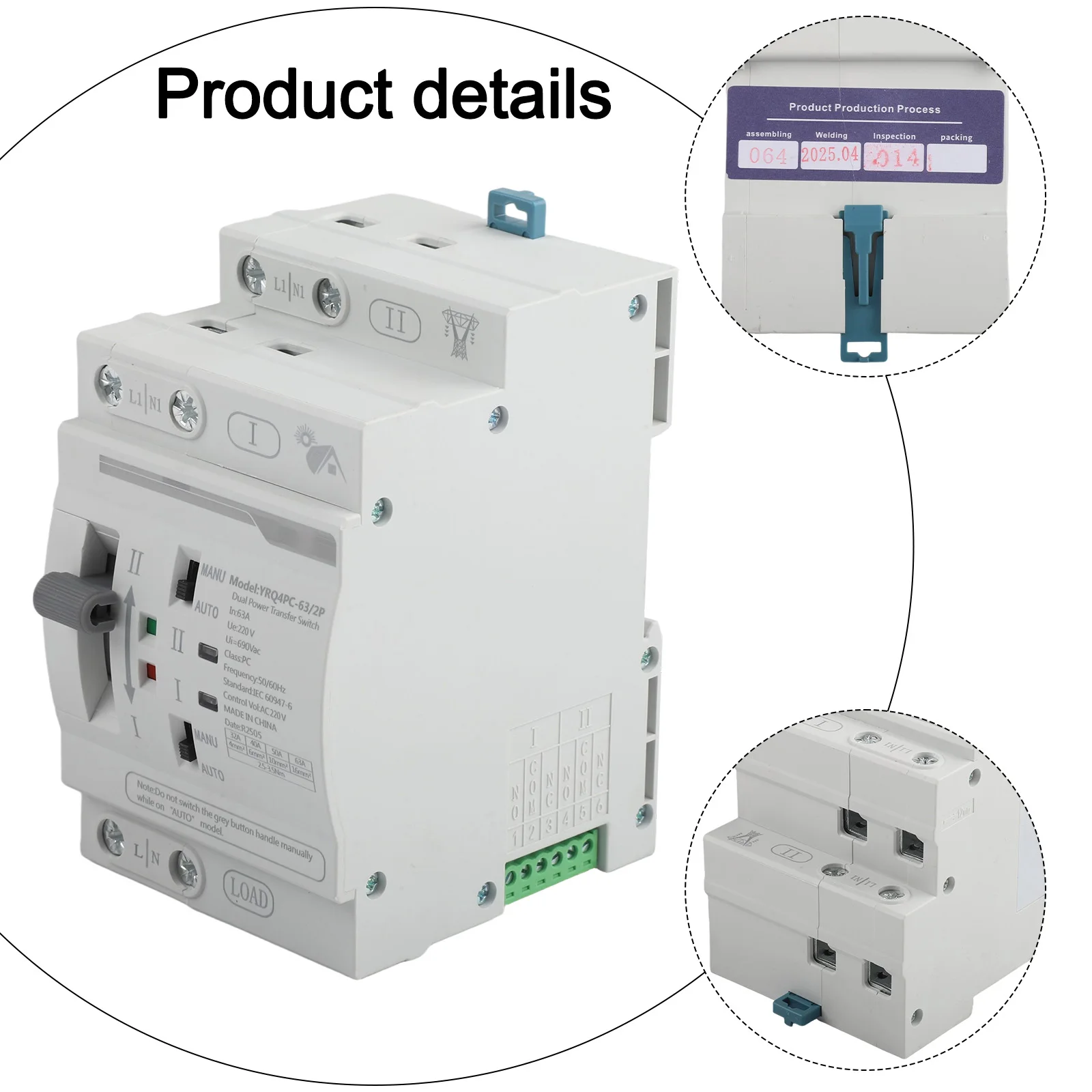 

For Data Centers 63A Power Switch Automatic Transfer Switch Power Outage Solution 63A 220V 50Hz High Temperature Resistance