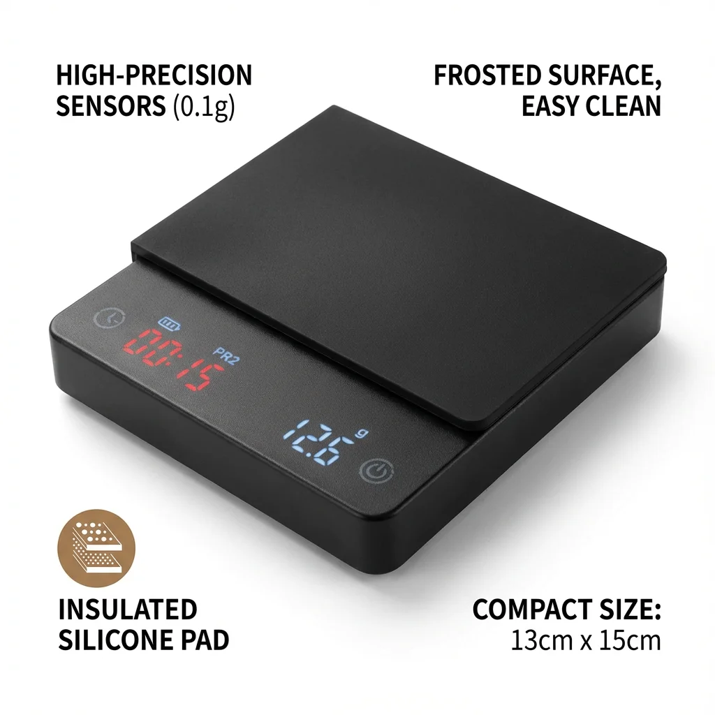 Coffee Scale for Home Brewing with Timer Auto Peel Touch Sensor And Silicone Lid Espresso Precise Tasting
