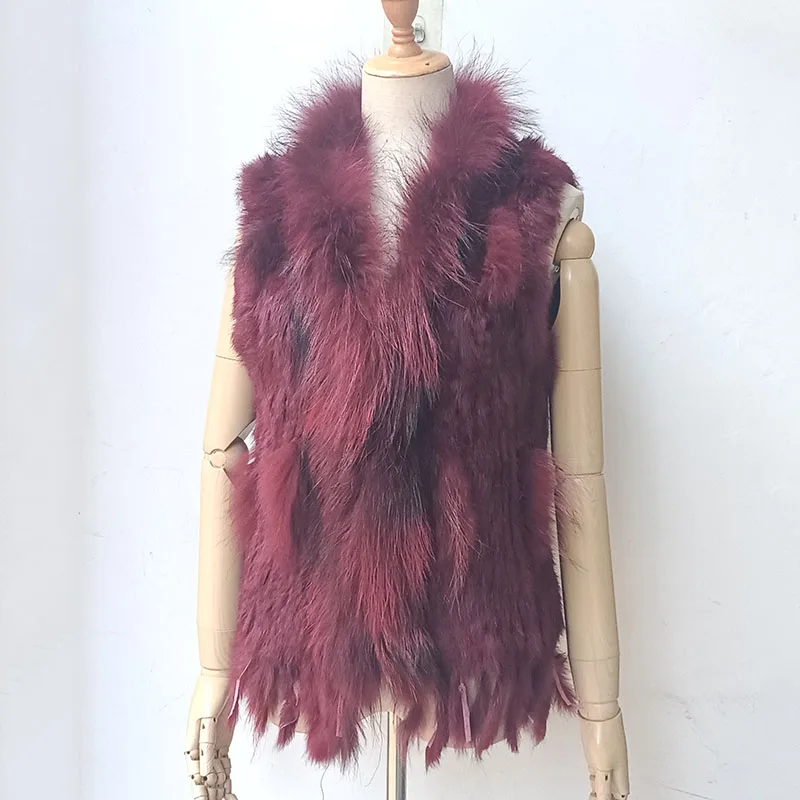 HSPL Sleeveless Women Fashion Fur Vest Knit Waistcoat For Lady For 2018 Spring Real Rabbit Fur Female Vests Black  Waistcoat