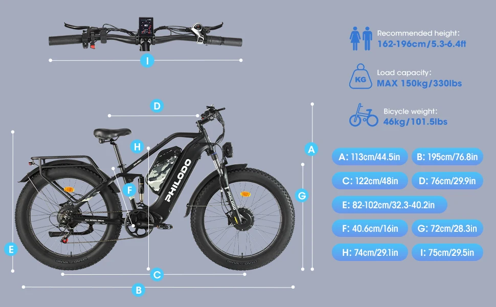 E-Bike JUMBO 2000W Doppelmotoren 48V46AH Doppelbatterien Hydraulische Bremsen 26-Zoll-Fat-Reifen Erwachsenen-Allterrain-Elektrofahrrad – Detail 6