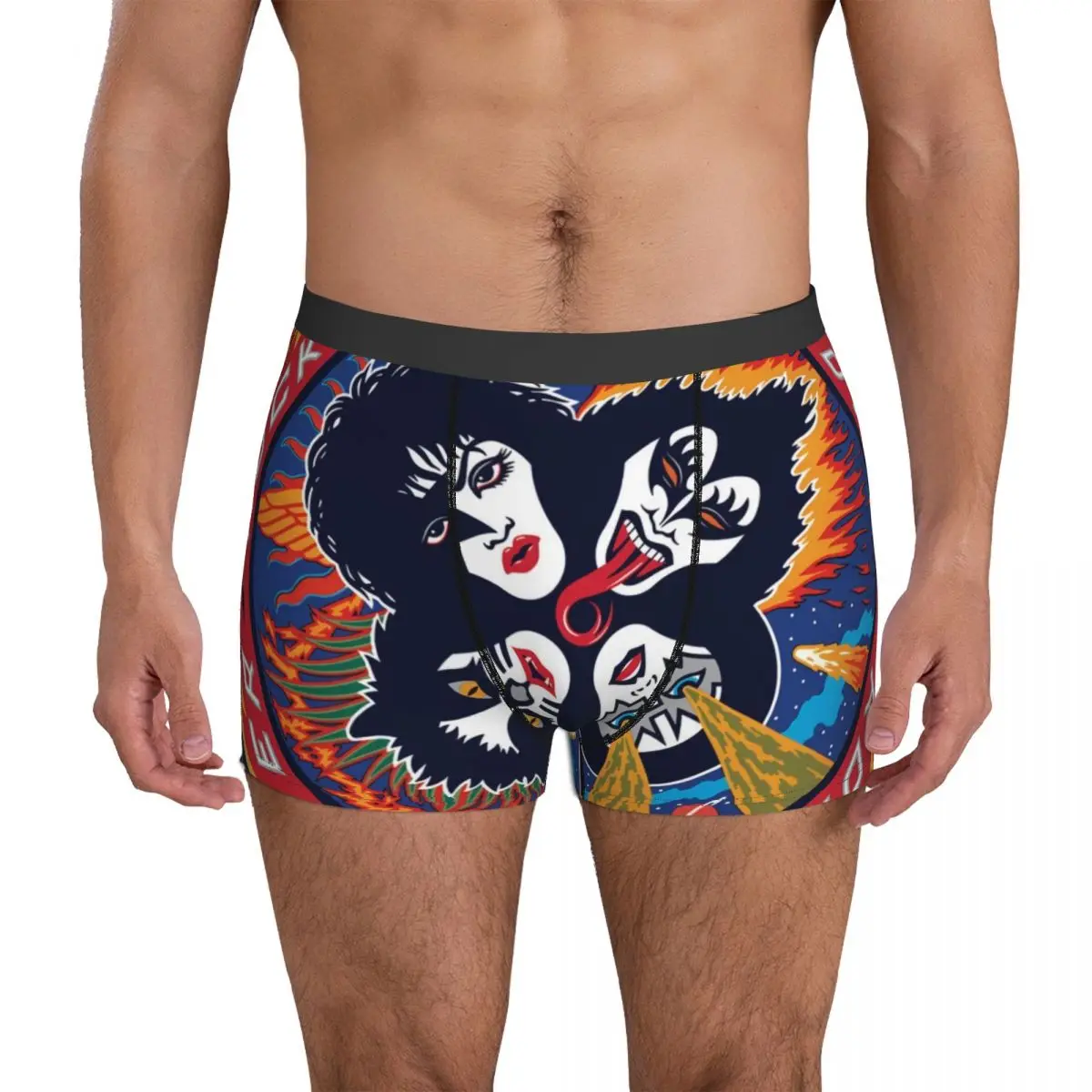 Bóxer con estampado para hombre, ropa interior con estampado de banda de beso, calzoncillos cómodos de talla grande 2XL