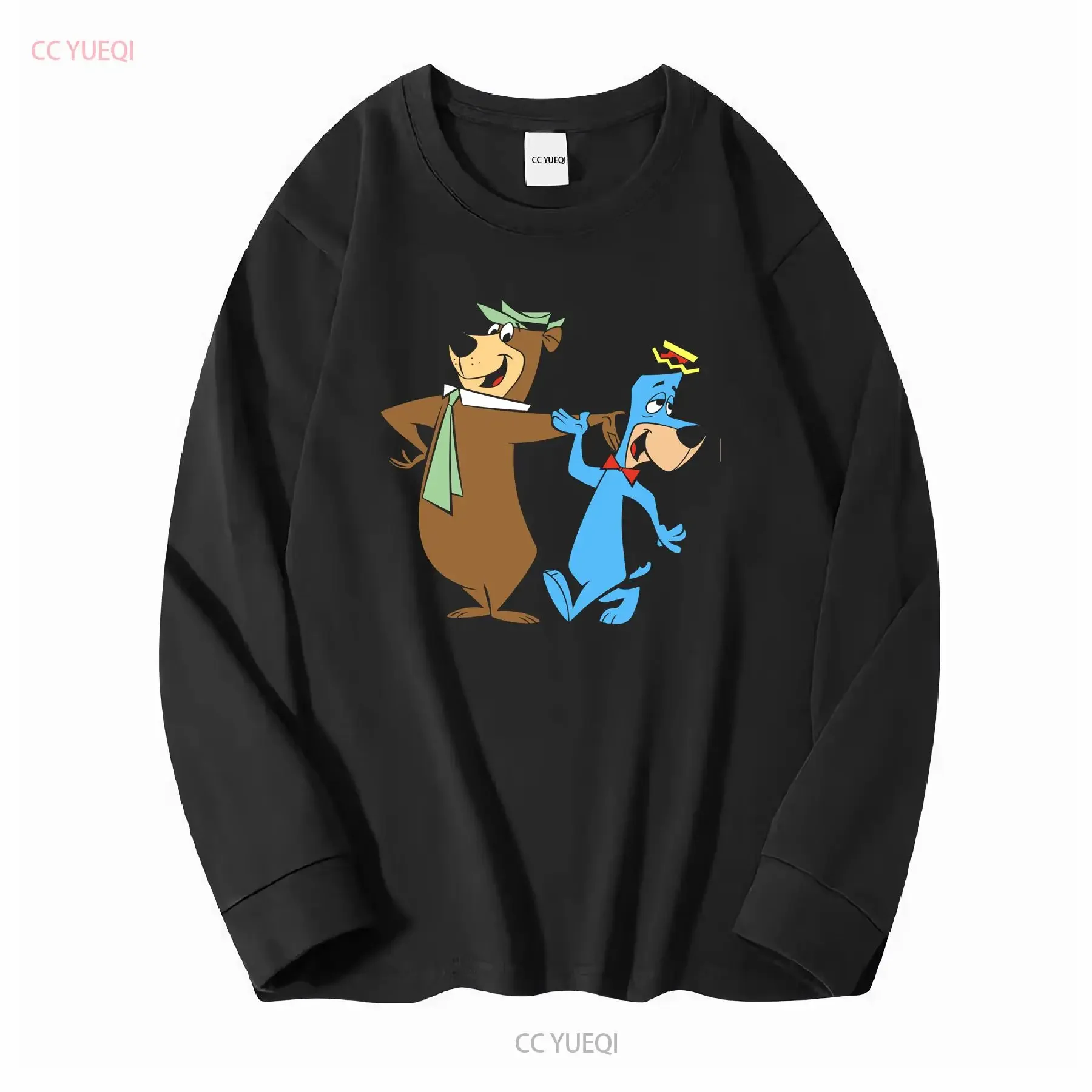 Yogi Bear And Huckleberry Hound T Shirt Men's Black Size S 5XL YI484 vintage Washed Breathable designer clothes streetwear