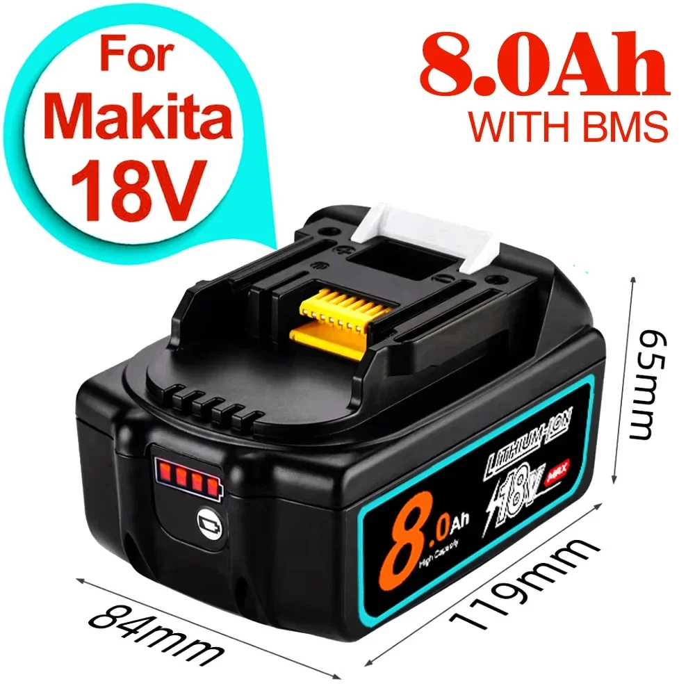 2024 Upgraded 18V 8000mAh Makita BL1860 BL1850B BL1850 BL1840 BL1830 BL1820 BL1815 LXT-400 Replacement Lithium Battery with LED