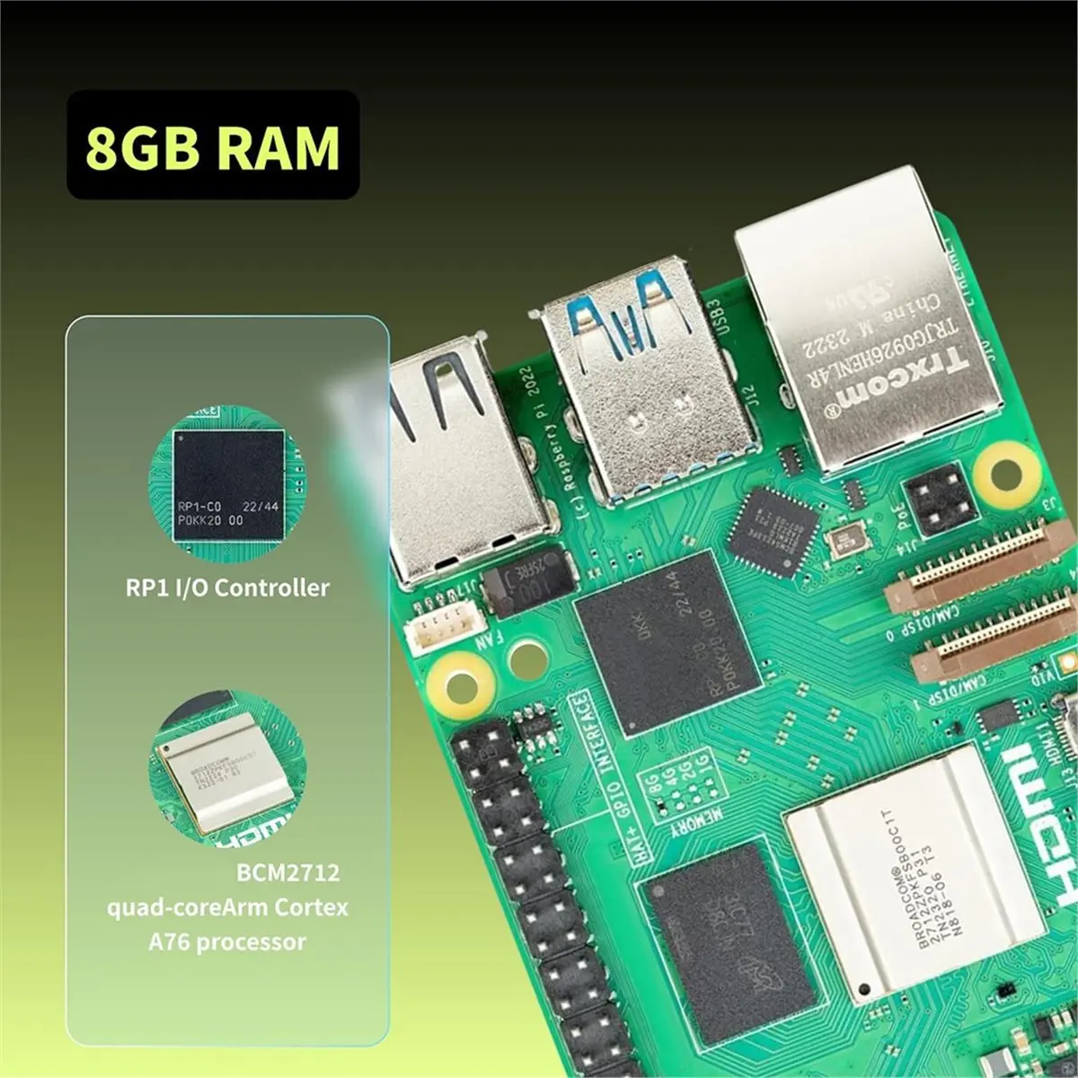 Y887A*☀▃For IRasptek Kit for 5 8GB RAM 8GB Board Pi5 Metal Case Active Cooler