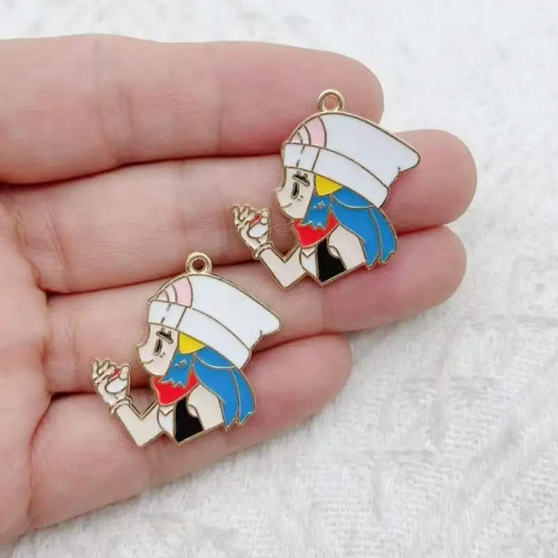 10pcs Cartoon Girl Drip Oil Alloy DIY Accessories Bracelet Necklace Keychain Pendant Accessories view 5