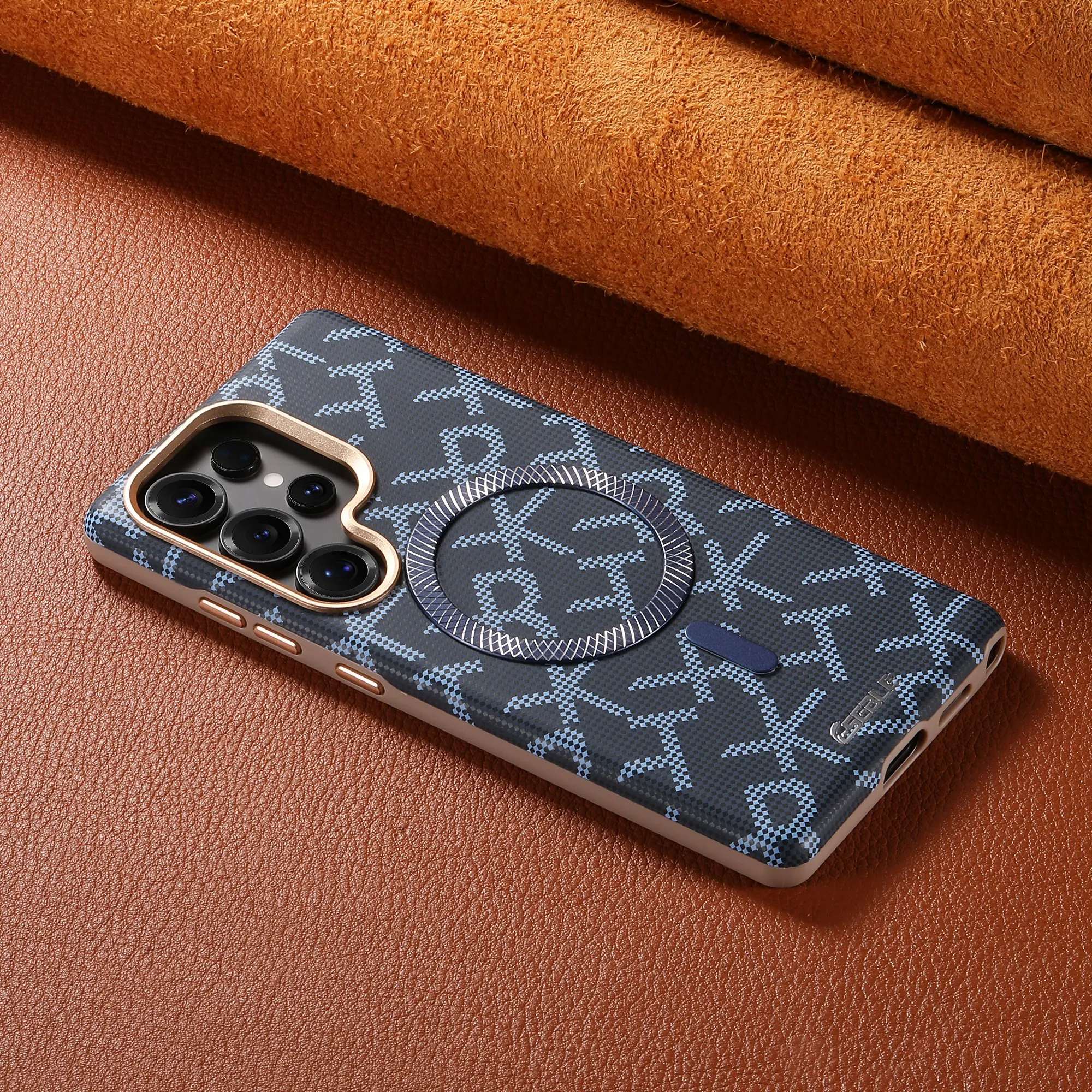 Luxury Faux Leather Phone Case Magnet Wireless Charging Frosted Feel For Samsung Galaxy S26 Ultra S25 S24 view 3