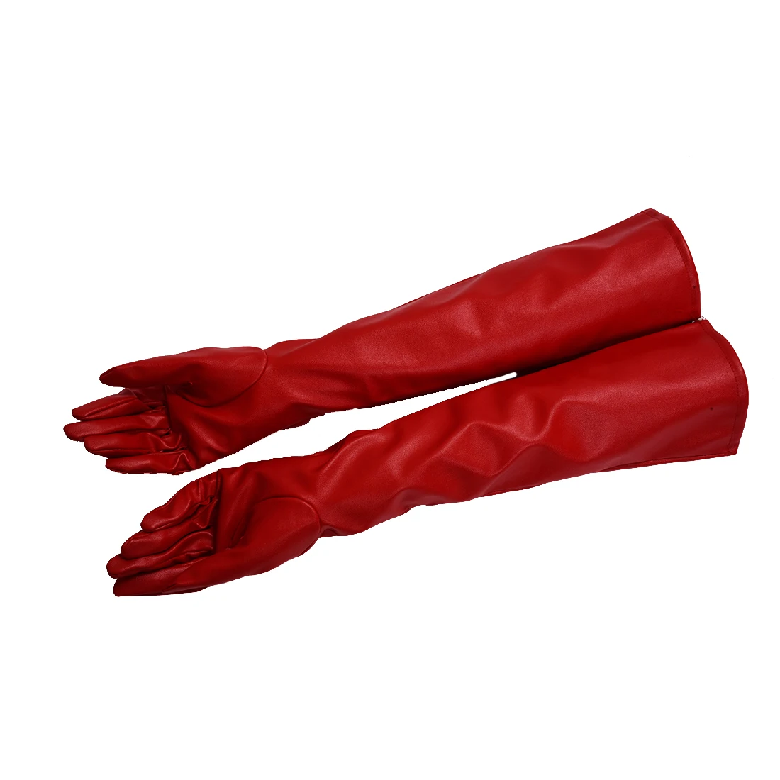 A27U Hot Pair of Stylish Red Solid Color PU Leather Long Gloves For Women