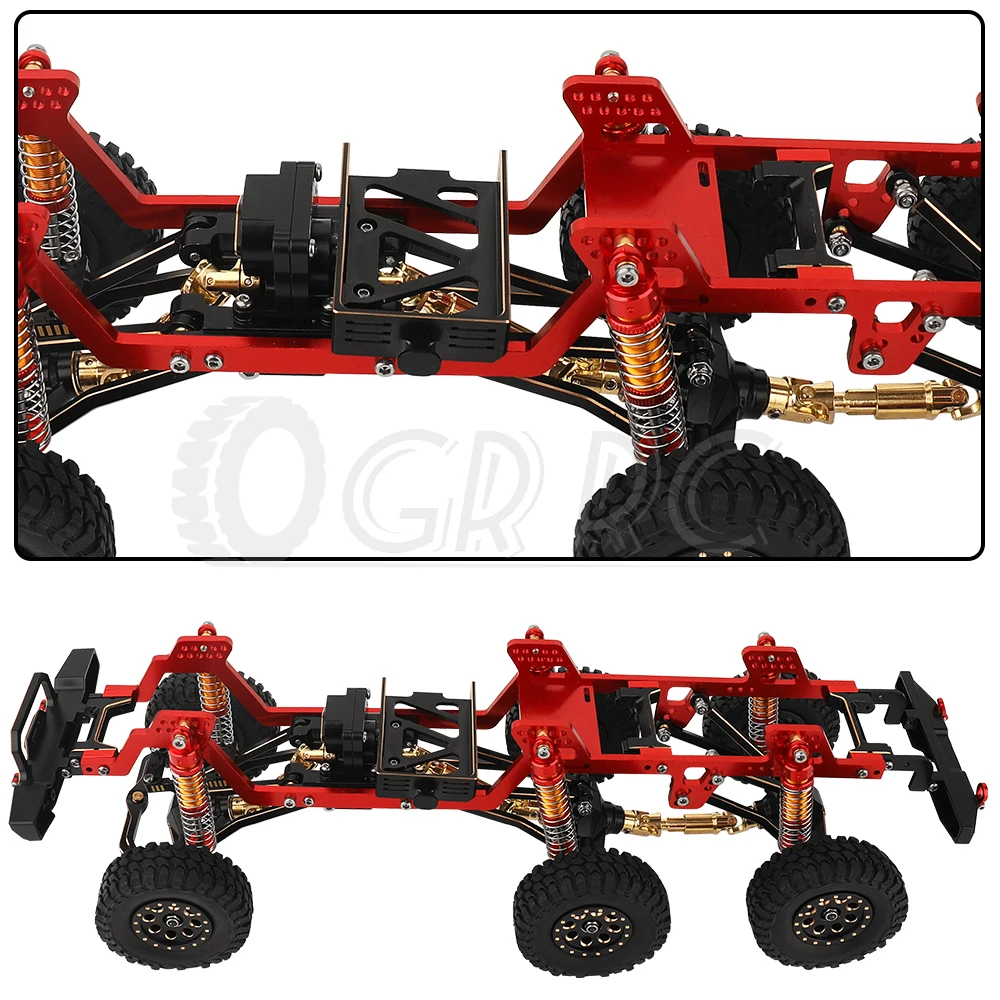 TRX4-M mosiężna i metalowa rama podwozie samochodu 6x6 RC z przednia część środkowa tylnymi osiami skrzynia biegów DIY dla TRX4M 1/18 części zdalnie