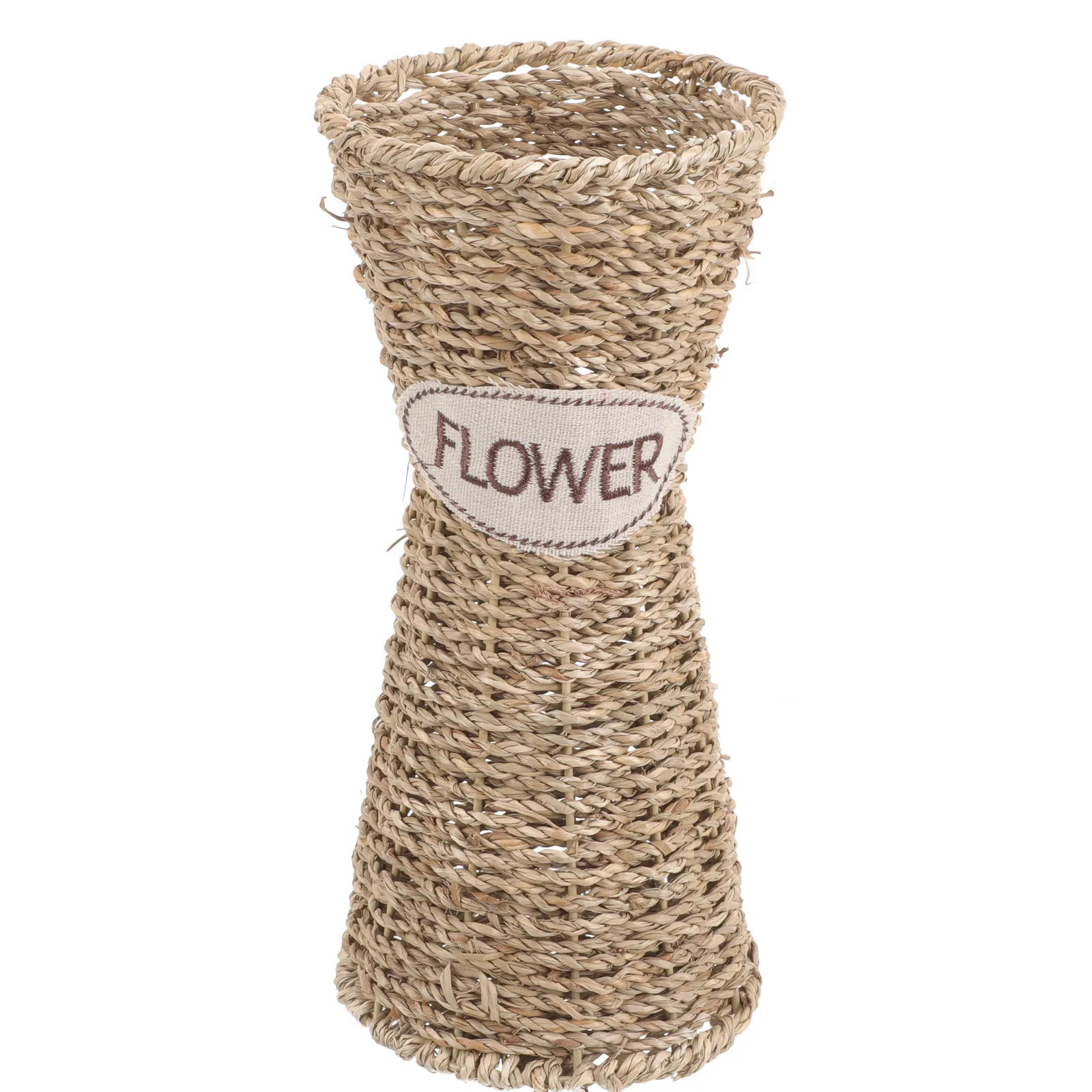 

1pc Handmade Woven Flower Basket Natural Decorative Storage Basket For Dried Flowers Indoor Plant Vase Retro Embroidery Patch