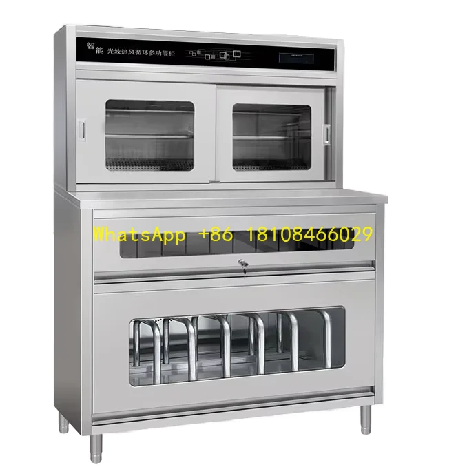 Y أنبوب إضاءة بالأشعة تحت الحمراء التدفئة الذكية درجة حرارة ثابتة فاخرة باب مزدوج الفولاذ المقاوم للصدأ 304 خزانة التطهير 700L السعة