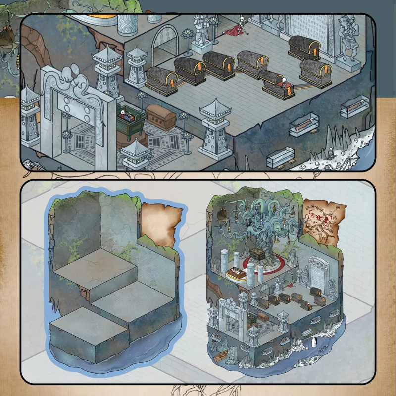 

CC 2pcs Miniature Scene of the Tomb of the Duke of Lu 3D Miniature House Cartoon Journal Handmade Scenery Stickers