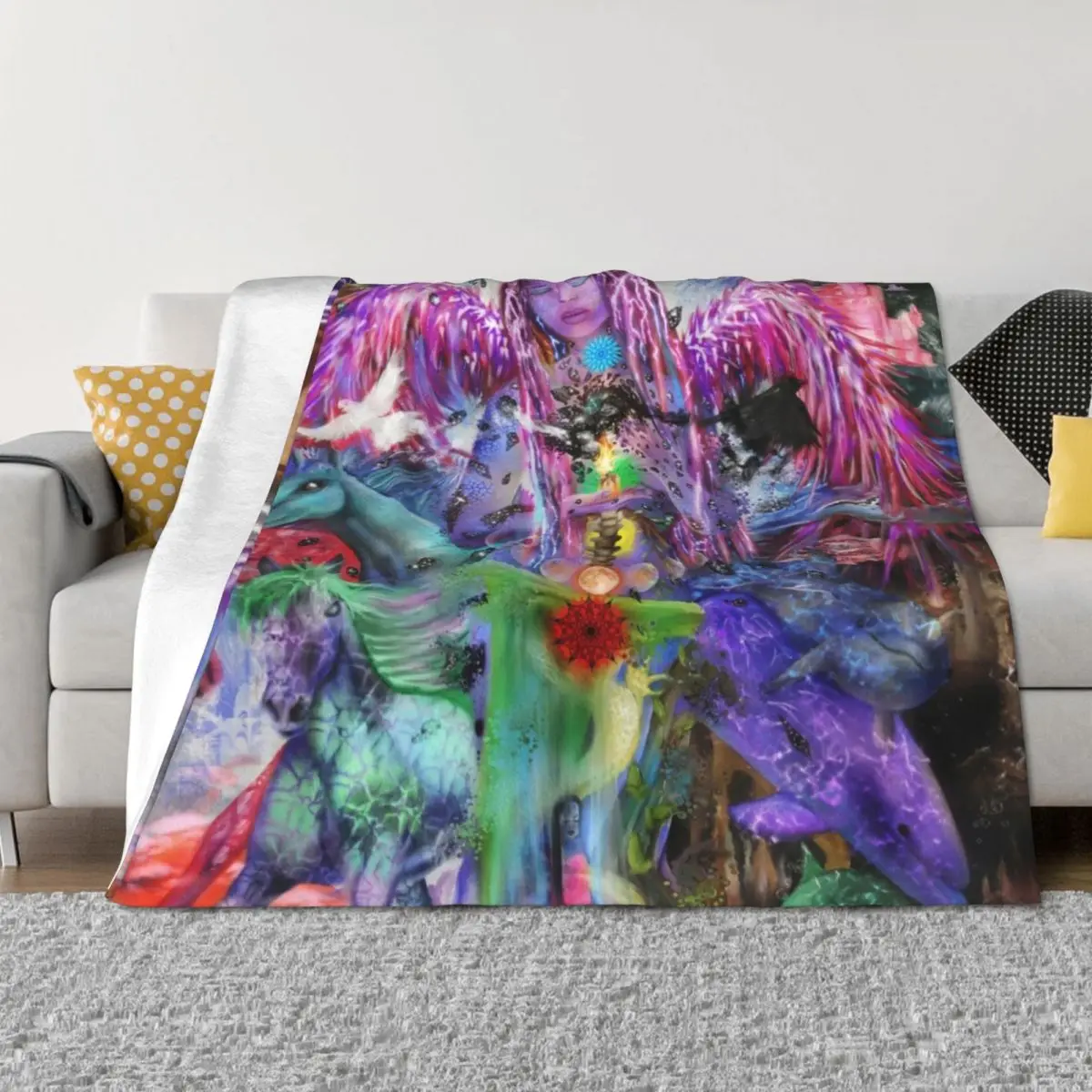 

Visionary Art Angel New age Art Throw Blanket Thin Loose funny gift Blankets
