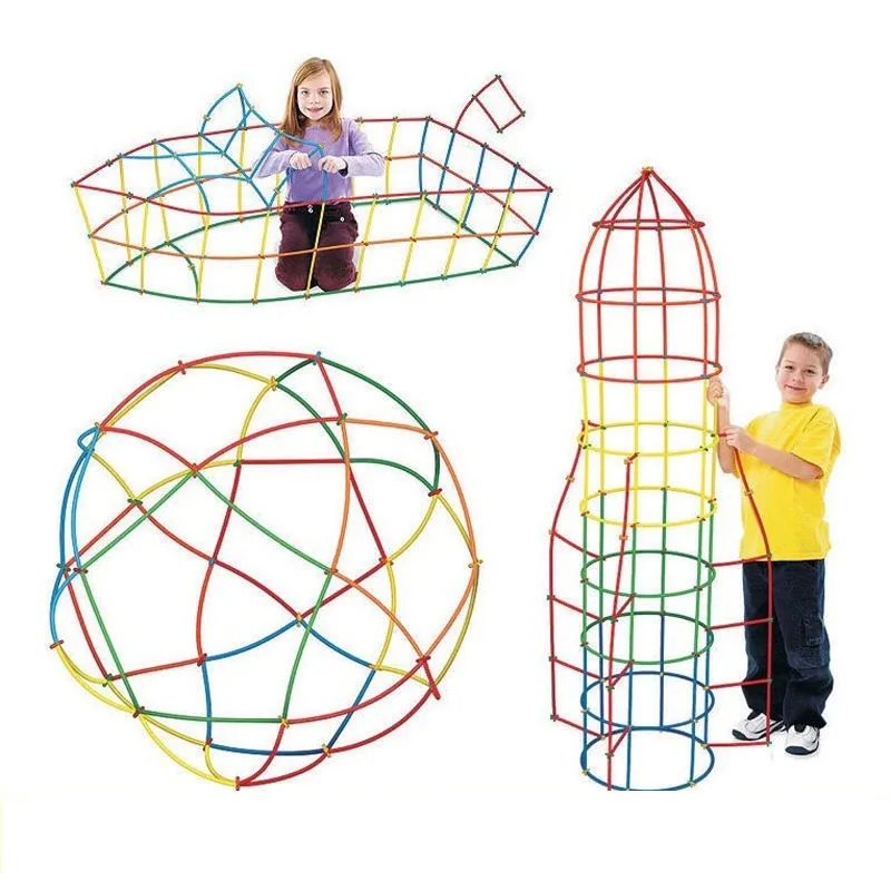 4D Colorful Plastic Straw Building Blocks Children\'s Educational Toys Assembling And Building Game Toy Children Birthday Gift