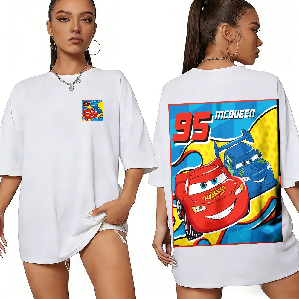 

Летнее гоночное шоу Disney McQueen + Partner Racing Combination, футболка из 100% хлопка с принтом, мужской повседневный дышащий топ Y2k