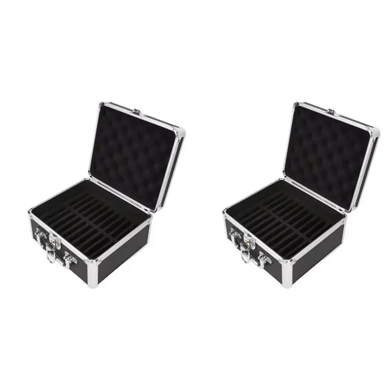 B84B 2pcs 2.5inch Hard Drive Storage Box 20 Bays Aluminum Alloy Security Lock, Portable Hard Drive Case with Handle