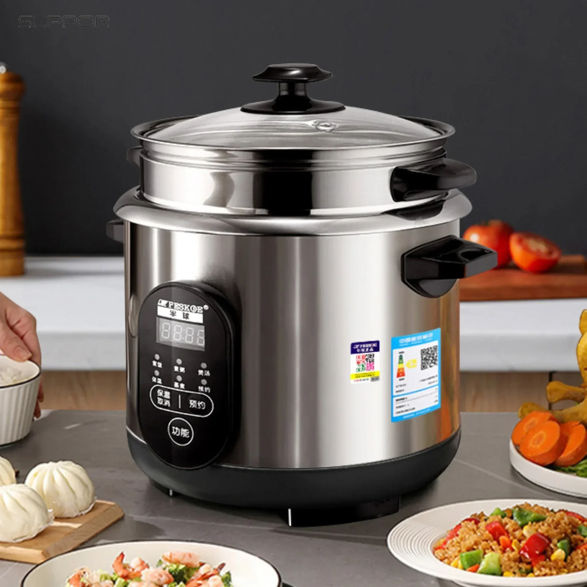 304 Stainless Steel 6L Small Smart Electric Rice Cooker for Home Use: Reservation, Multifunctional for 2 - 3 - 4 - 6 People.