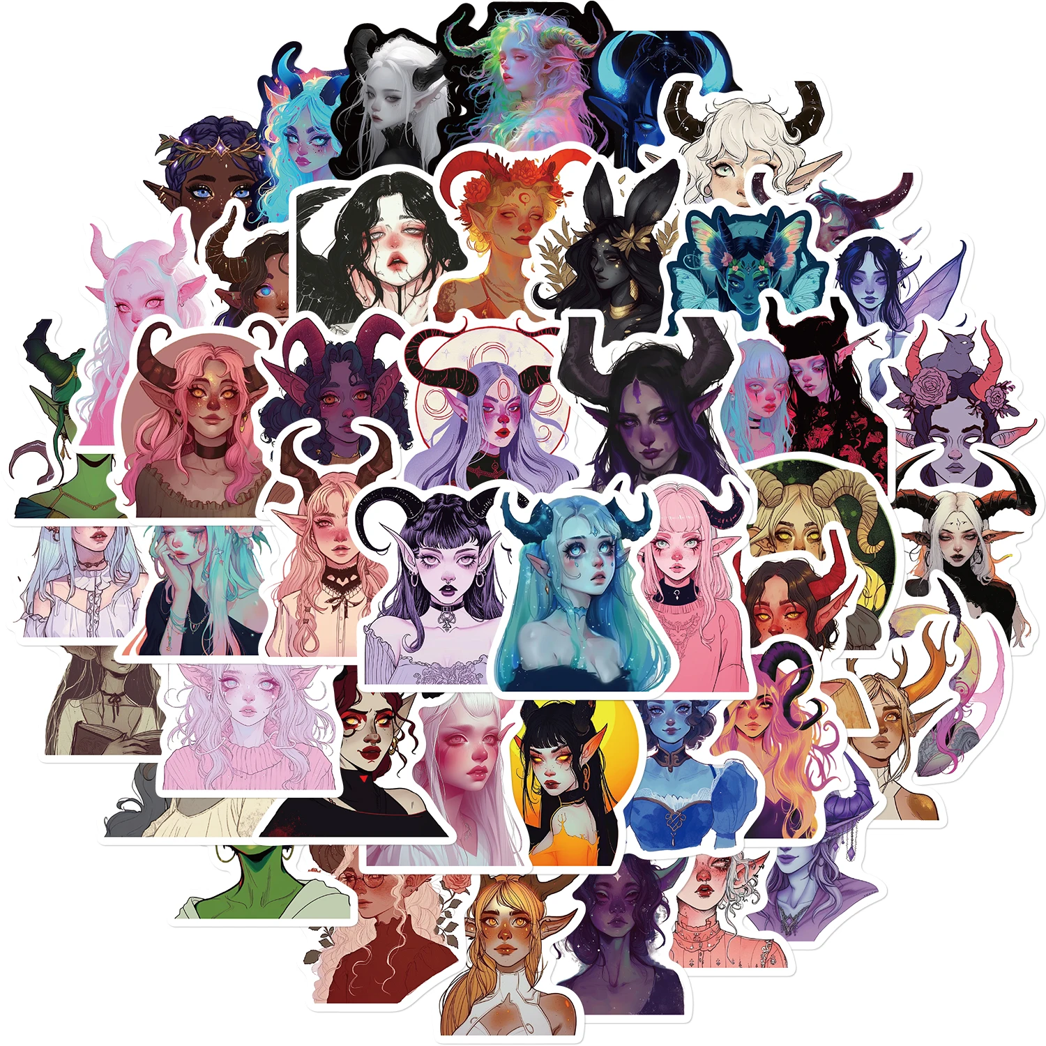 Pegatinas creativas de bruja fresca, calcomanía de dibujos animados, juguete DIY, monopatín, motocicleta, ordenador portátil, teléfono, bicicleta, coche, impermeable, 50 piezas