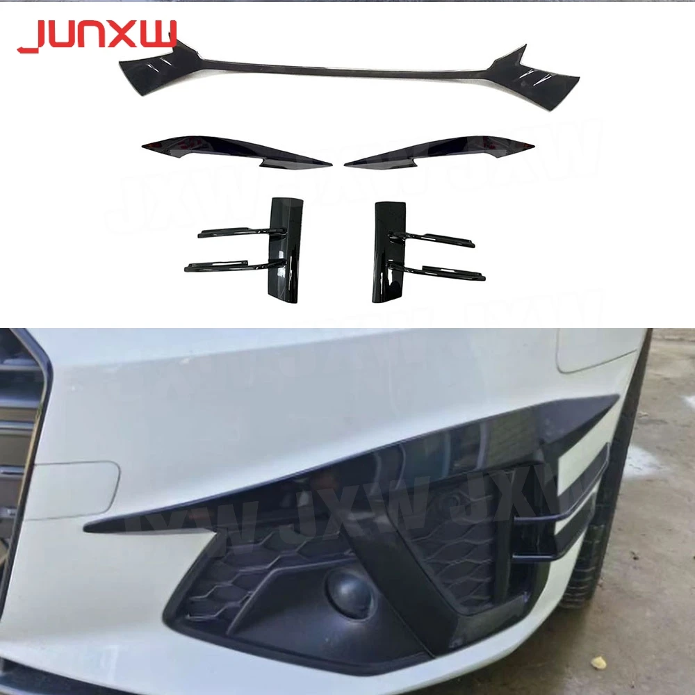 

ABS Car For Audi A4 S4 Not Standard 2020-2024 A Style Front Bumper Canards Spoiler Splitter Front Grille Trim Cover Accessories