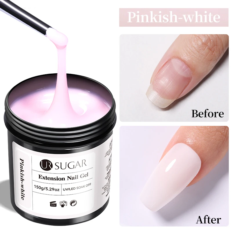 UR Sugar 150g Schnellverlängerungs-Nagelgel UV LED Aushärtbares Aufbaugel Acryl French Nail Art Semi-Permanent Abziehbarer Gel-Lack