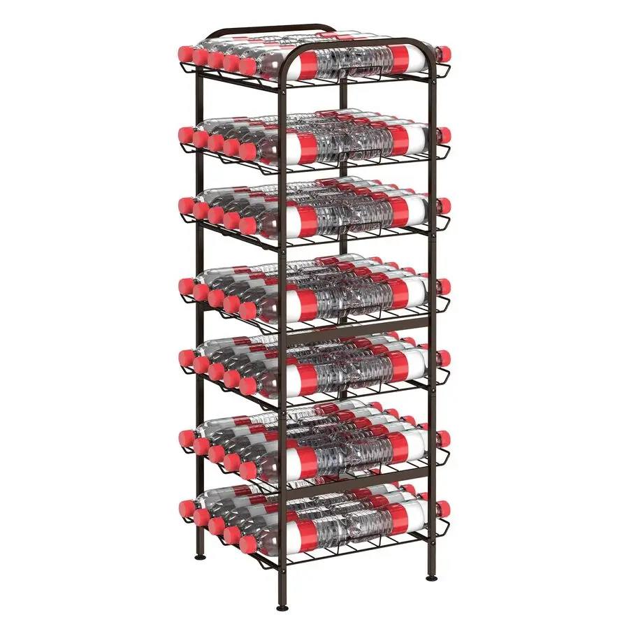 

Органайзер для бутылок с водой, 7-ярусная вертикальная металлическая подставка для бутылок, регулируемая стойка для напитков