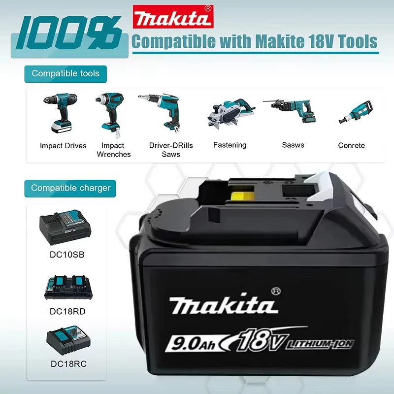 Originální akumulátorový šroubovák Makita DDF487 s dobíjecí baterií Makita 18V 9Ah 6Ah BL1890B 1860B BL1815 - náhled 5
