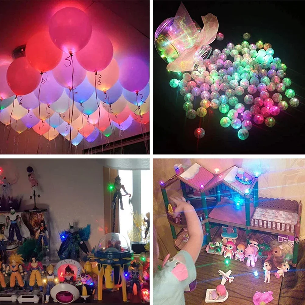 50Pcs/Bag Ball Light Lamp Glowing Round Ball Decorative Light Mini Colorful LED Balloon Light Transparent for Balloon Lantern